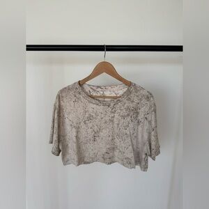 lululemon athletica Beige Marble-Print Crop Top
